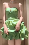 Apple Green Strapless Homecoming Dresses Short Prom HZ0307
