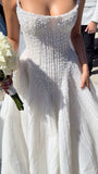 Charming White Pearl Beaded Wedding Dresses Bridal HZ0307