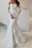 Classic Mermaid Lace Beaded Wedding Dresses Off The Shoulder Bridal HZ0307
