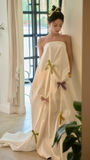 Cute White Strapless Wedding Receipt Dress, A-Line Party Dresses, HZ0307