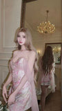 Pink Floral Bodycon Homecoming Dresses Sweetheart Short Prom HZ0307
