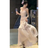 Sexy Mermaid Spaghetti Straps Ivory Long Prom Dresses Night Dress Birthday, HZ0307