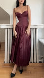 Spaghetti Straps A-line Maroon Party HZ0307