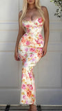 Spaghetti Straps Floral Sheath Party Dress, Floor Length Prom HZ0307