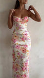 Spaghetti Straps Floral Sheath Party Dress, Floor Length Prom HZ0307