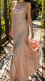 Spaghetti Straps Pink Long Prom Dress, Sheath Evening Gown, HZ0307