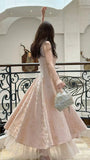 Sweet Pink Floral Print Birthday Party Dresses Beaded Senior Prom HZ0307