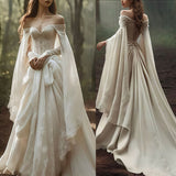 Vintage Off The Shoulder Ivory Lace Wedding Dresses, HZ0307