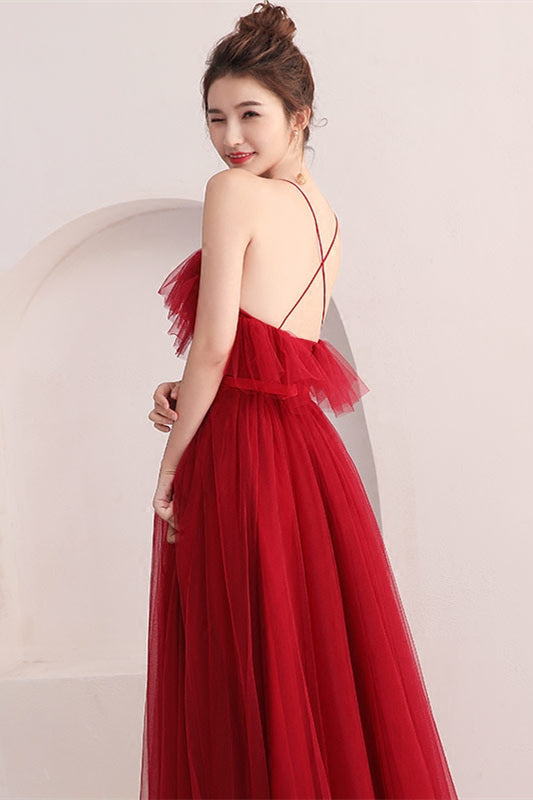 Beautiful A-line Red Long Party Dress with HZ0307
