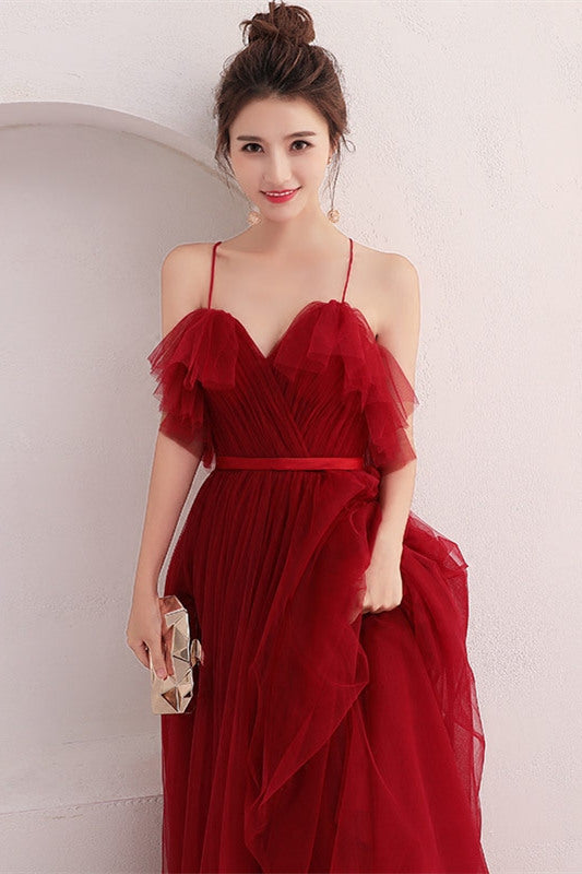 Beautiful A-line Red Long Party Dress with HZ0307